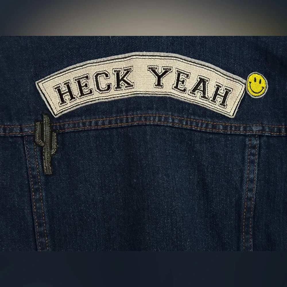 Kendall & Kylie Patched Denim Jacket - Size Large - Picture 7 of 11